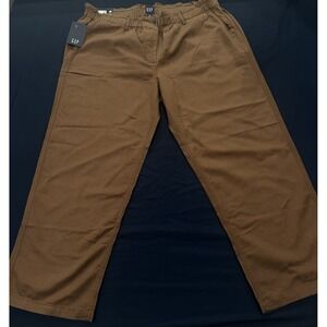 Gap Womens Easy Twill Pant Brown Tobacco High Rise Straight Leg XXL New